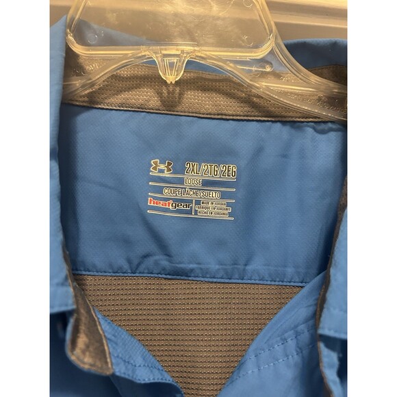 Under Armour Shirt Mens 2XL Blue Offshore Fishing Performance HeatGear Vented LS - Picture 2 of 9